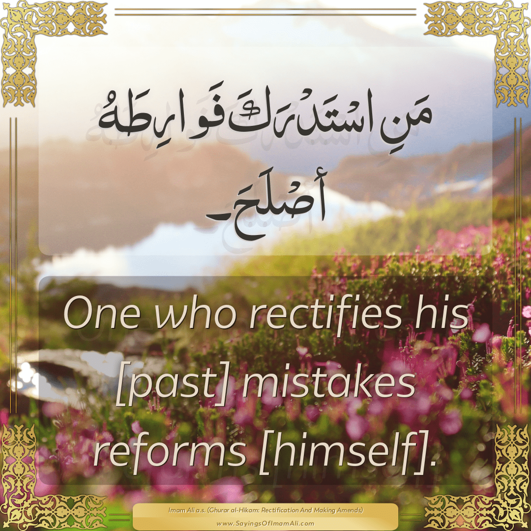 One who rectifies his [past] mistakes reforms [himself].